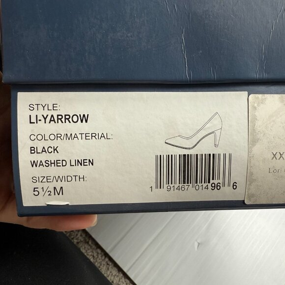 Lori Goldstein Pumps Black Washed Linen LI YARROW Size 5.5 Pointed Toe Heels - Picture 11 of 12